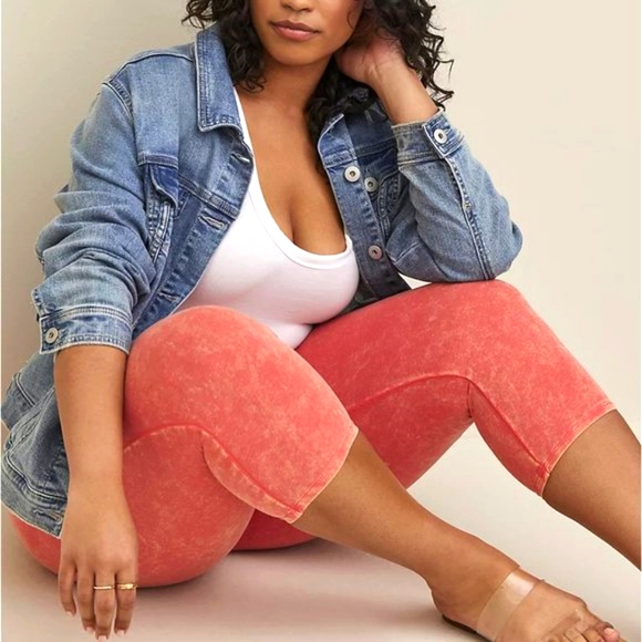 ❤️NWT TORRID LEGGING - MINERAL WASH - CAPRI - ORANGE PASTEL - PLUS SIZE - Picture 7 of 10